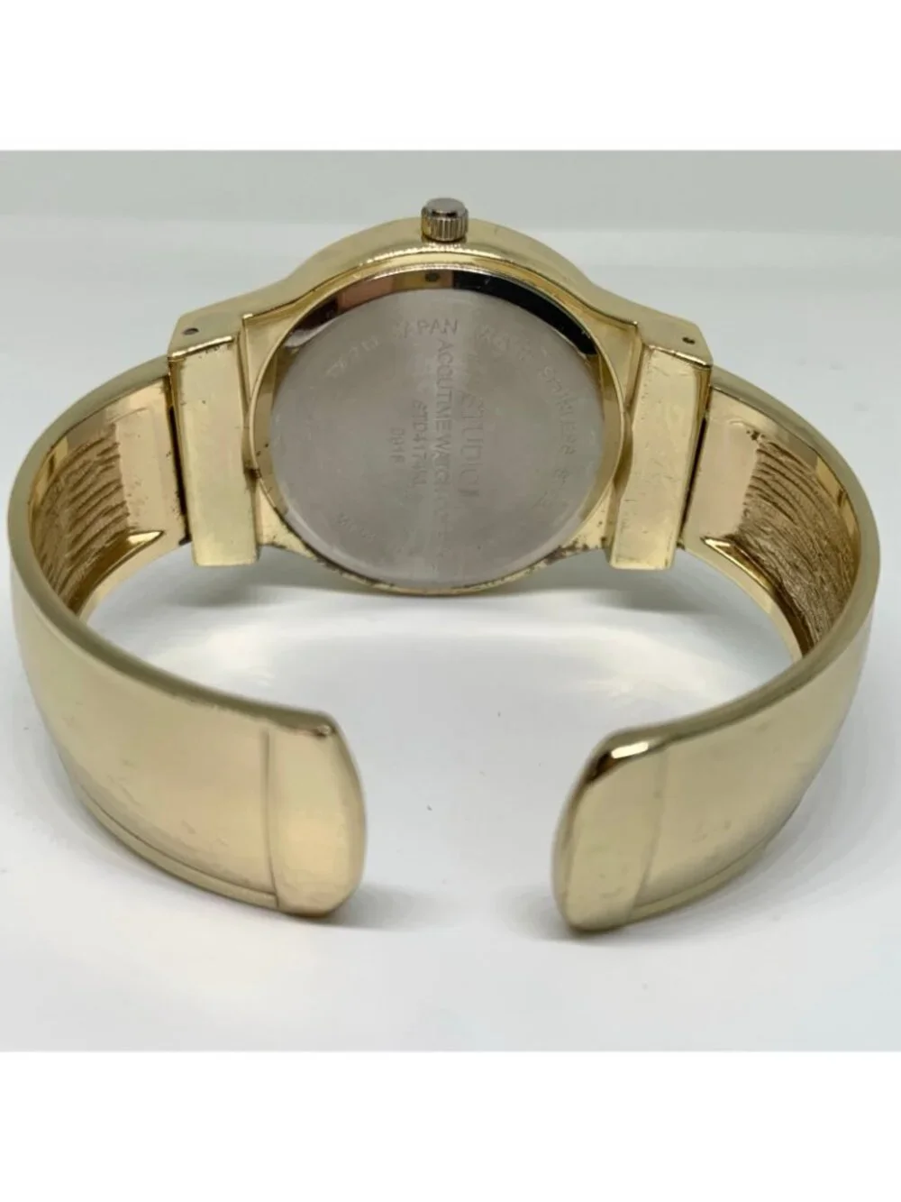 Studio women’s watch gold tone dial cuff bracelet size 7” quartz 38mm running